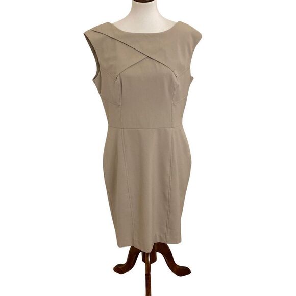 Calvin Klein Beige Sleeveless Sheath Dress Size 14 - Picture 1 of 4
